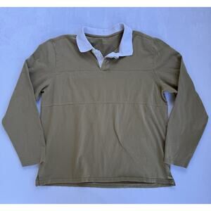 Everlane Men’s Beige Performance Rugby Polo Size Medium 100% Organic Cotton